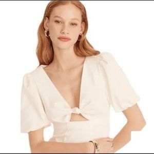 NWT J. Crew Ivory Cutout puff-sleeve dress in cotton twill